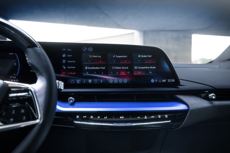 The 2026 OPTIQ-V Display Screen Displaying the V-Mode Settings | Serra Cadillac in Washington MI